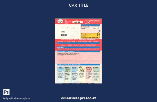 stile verificato conducente del Regno Unito, modello di certificato di immatrico